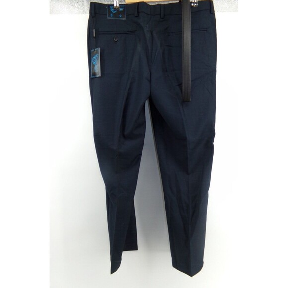 Enrico Bertucci Mens Belted Flat Front Dress Pants Navy Blue 38x30 (39X30) - Picture 5 of 5
